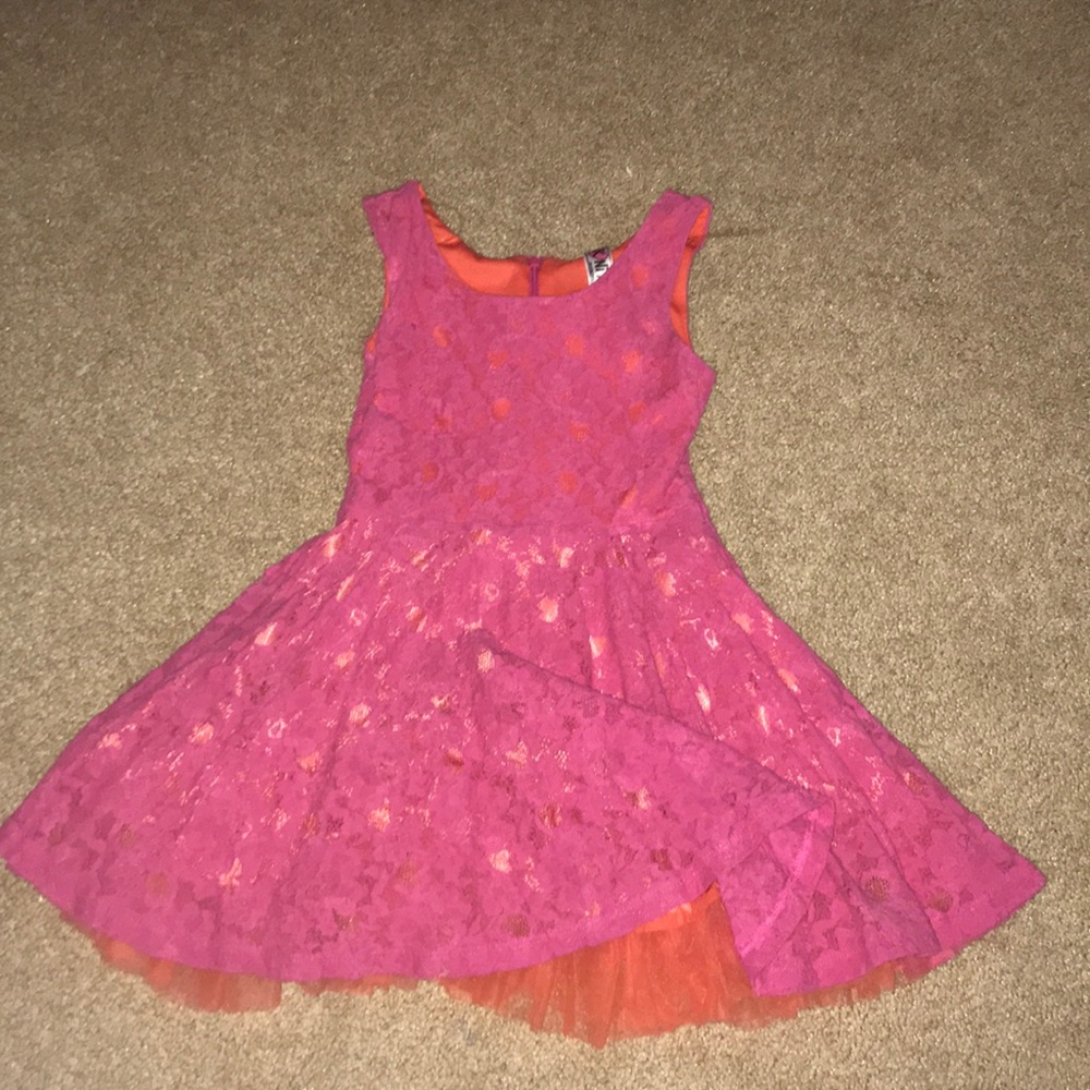Pink lace dress with floral designs